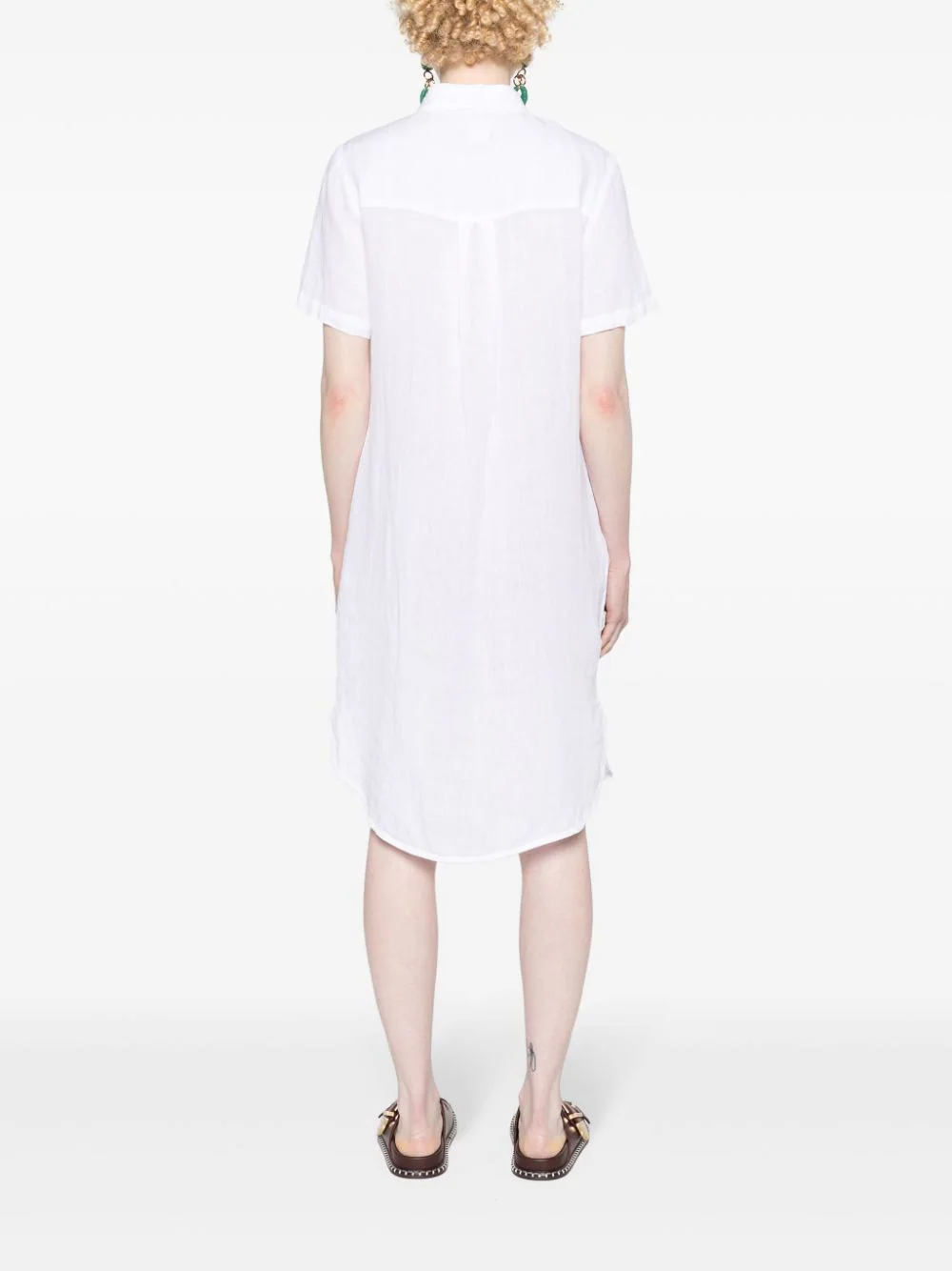 Rochie mini 120% Lino Short-Sleeve alb - imagine 2