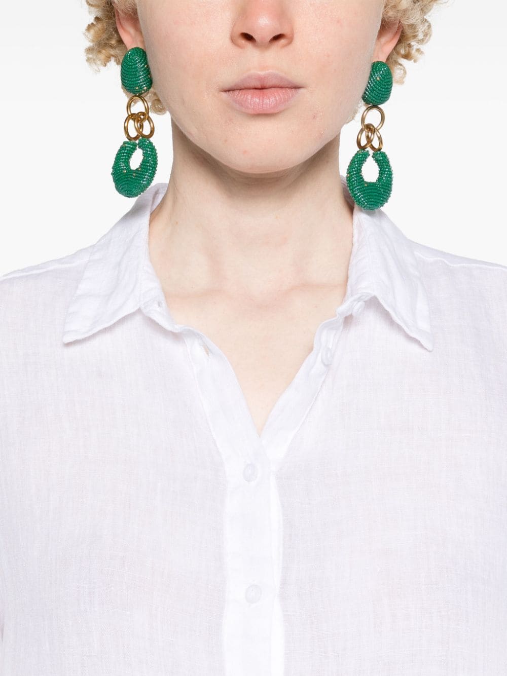 Rochie mini 120% Lino Short-Sleeve alb - imagine 5