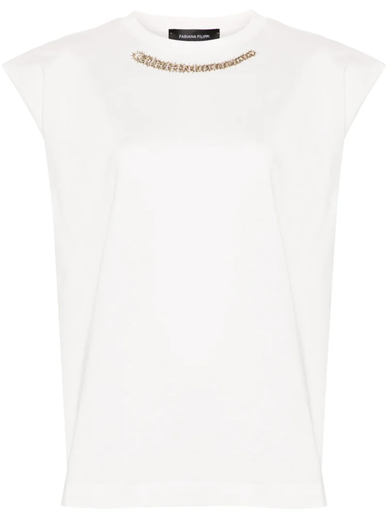 Top Fabiana Filippi Beaded alb