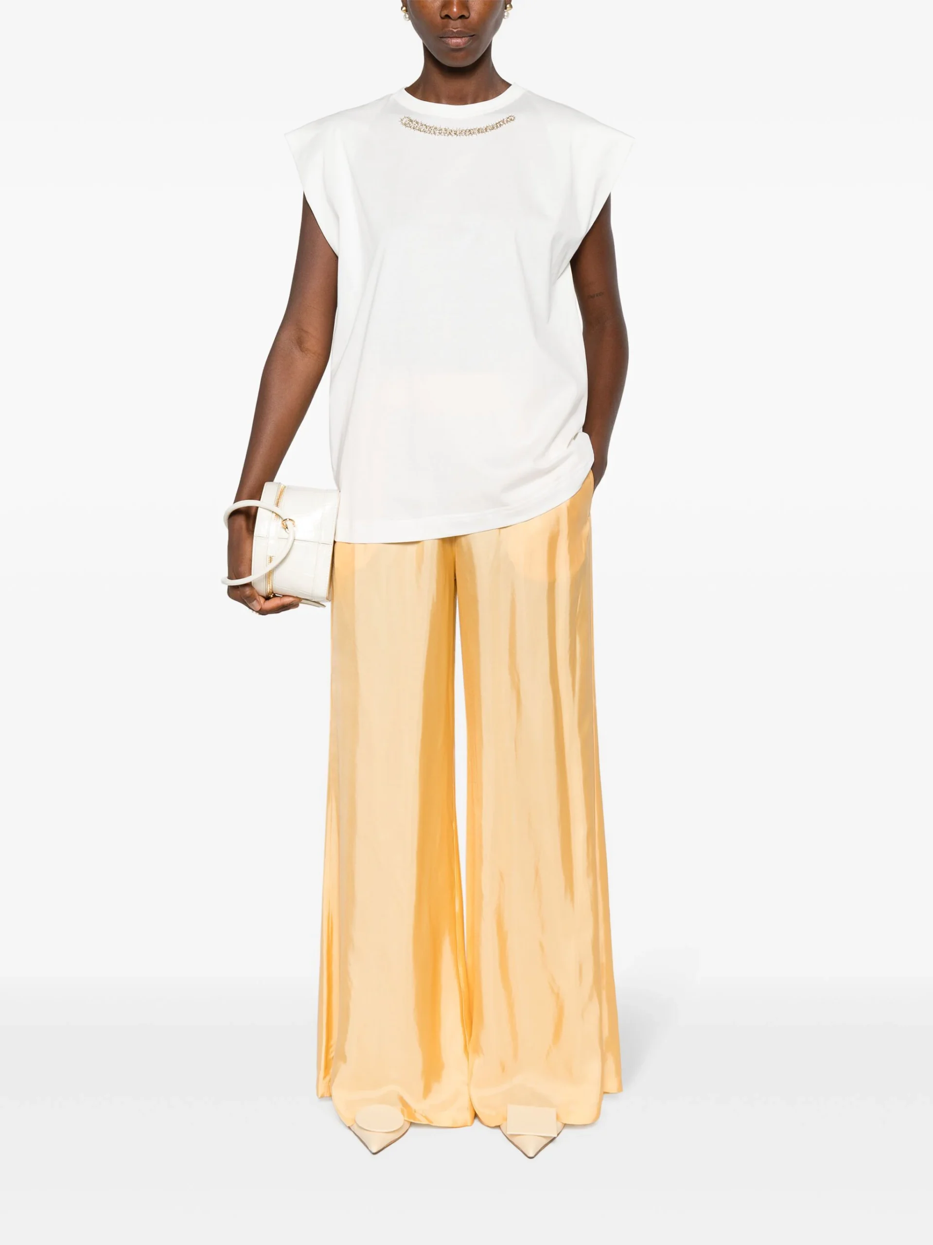 Top Fabiana Filippi Beaded alb - imagine 4