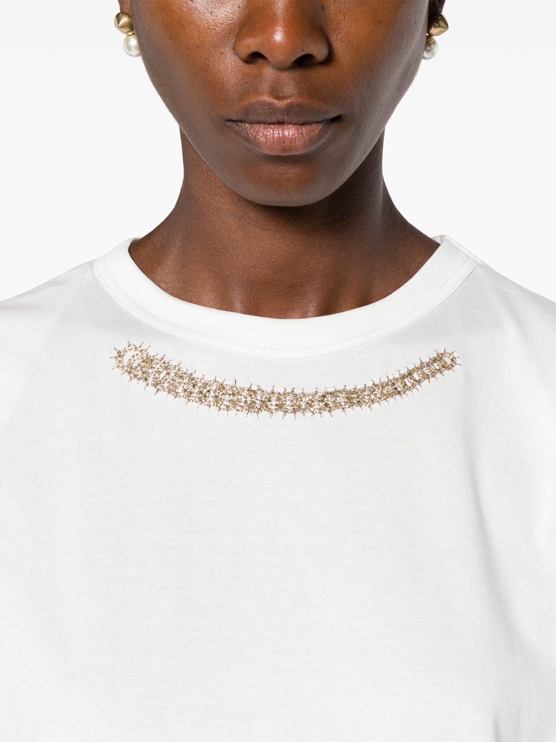 Top Fabiana Filippi Beaded alb - imagine 5