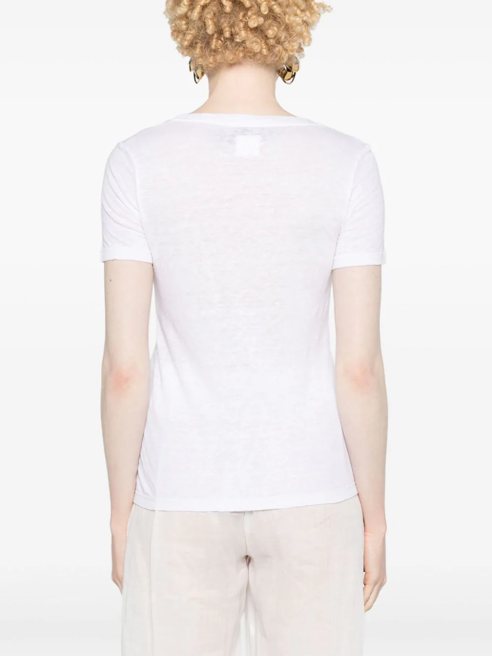 Tricou 120% Lino Round-Neck alb - imagine 2