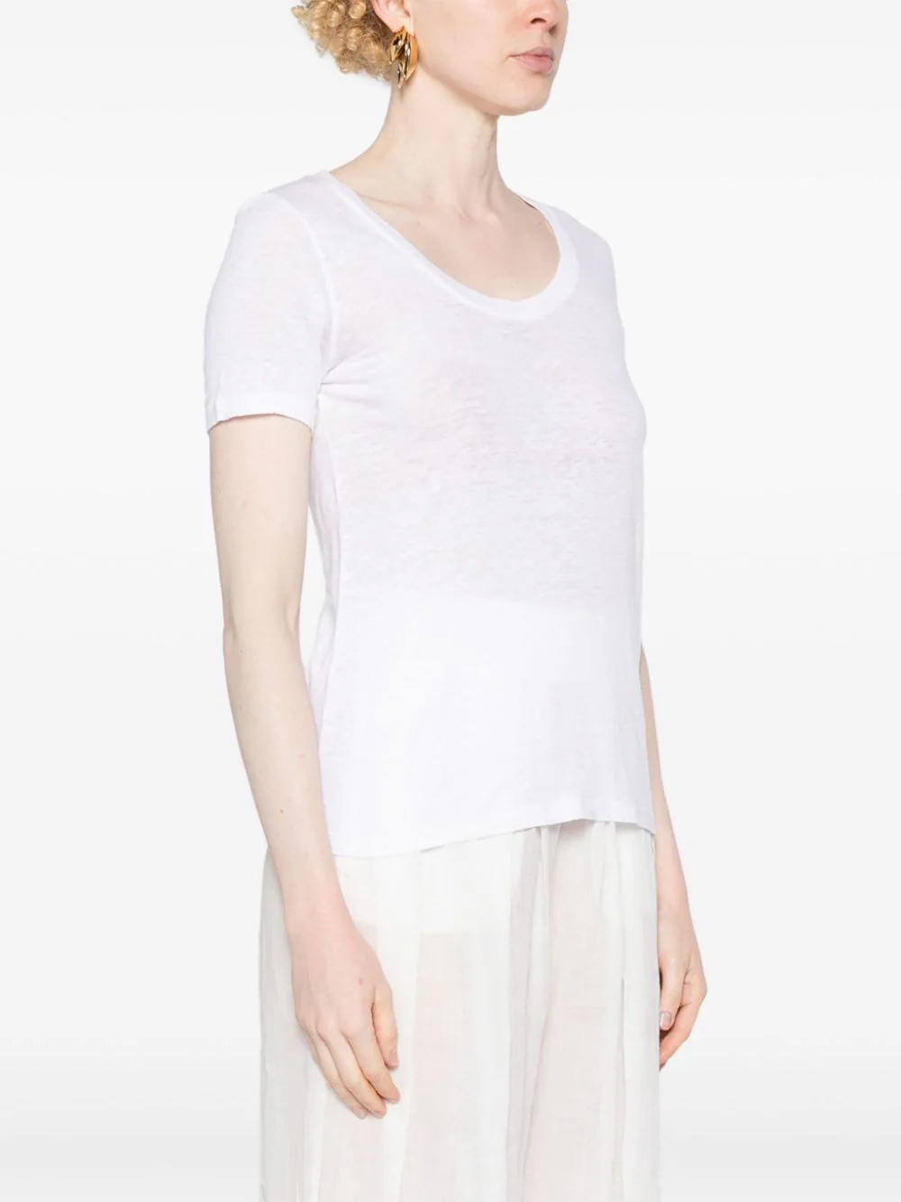 Tricou 120% Lino Round-Neck alb - imagine 3