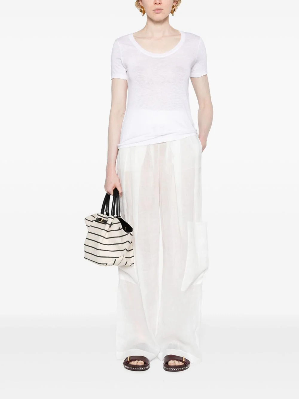 Tricou 120% Lino Round-Neck alb - imagine 4