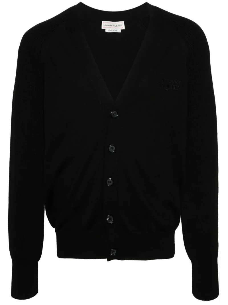 Cardigan Alexander McQueen Embroidered-Logo negru