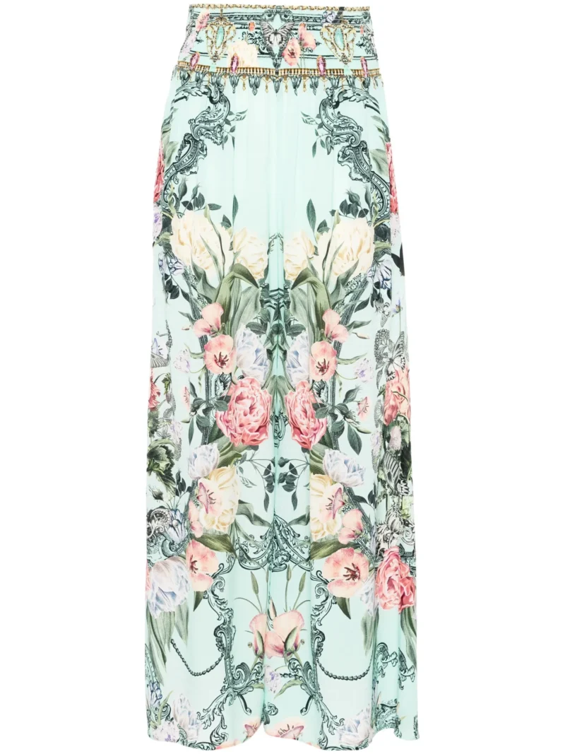 Pantaloni Camilla "Petal Promise Land" albastri