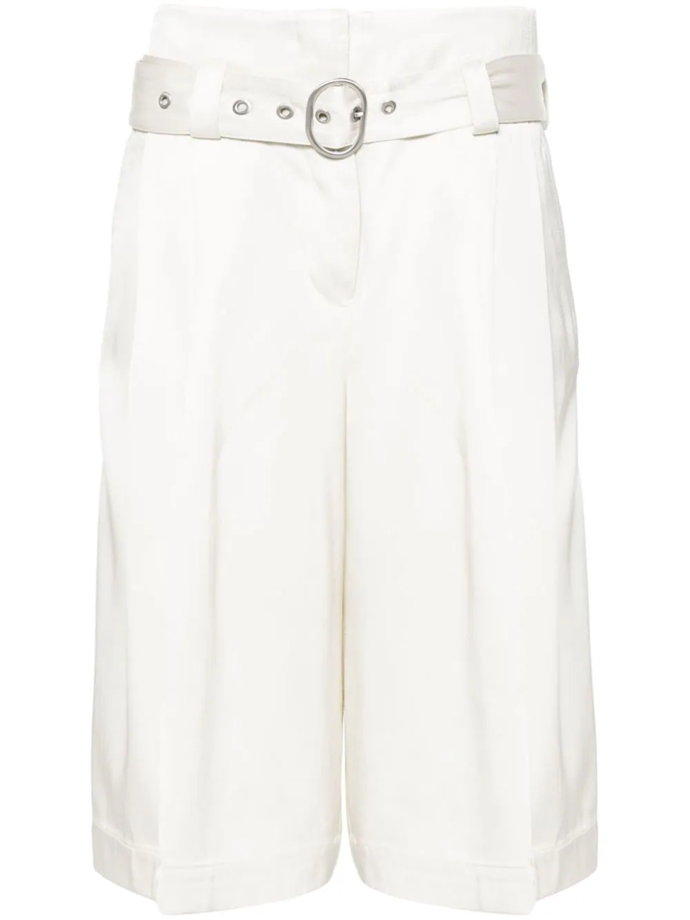 Pantaloni scurti JIL SANDER High Waist Satin ecru