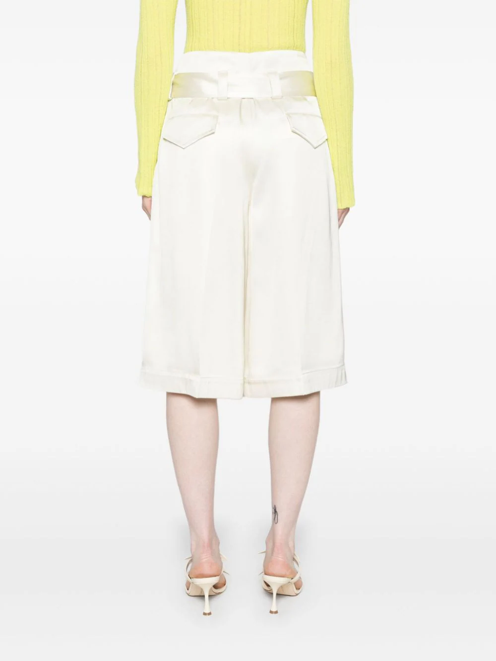 Pantaloni scurti JIL SANDER High Waist Satin ecru - imagine 2
