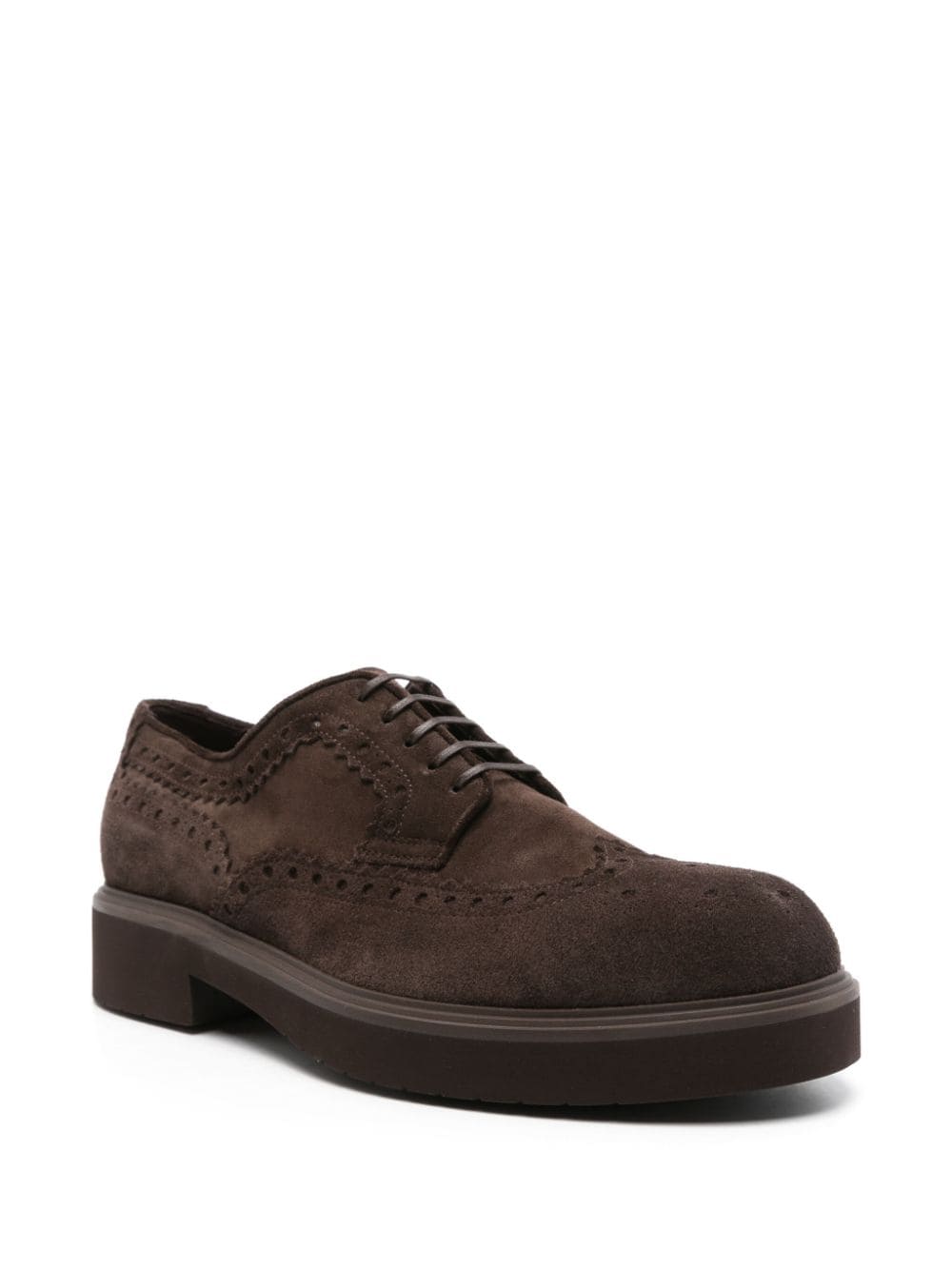 Pantofi FERRAGAMO Perforated-Detailing Derby maro - imagine 3