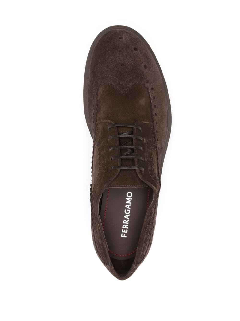 Pantofi FERRAGAMO Perforated-Detailing Derby maro - imagine 4