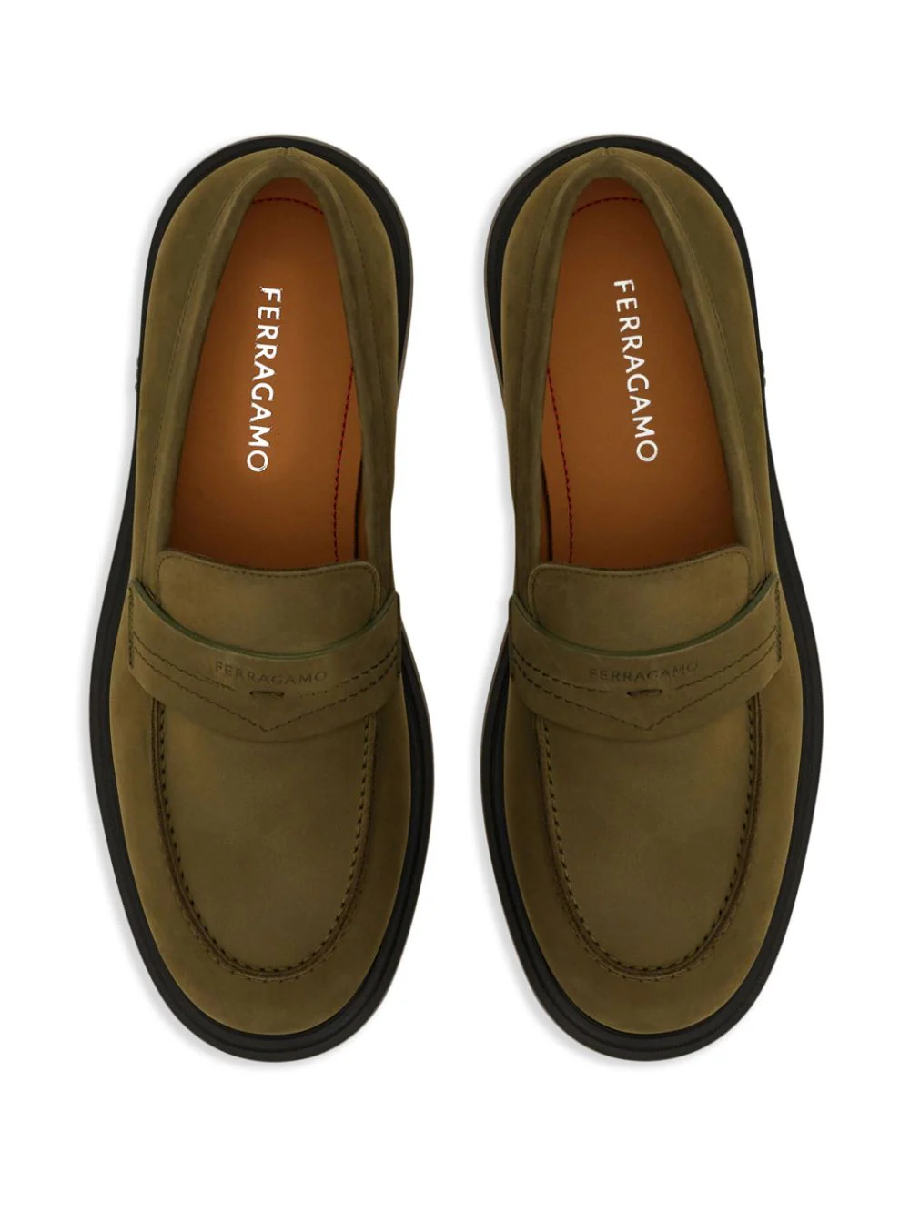 Pantofi loafers FERRAGAMO Penny khaki - imagine 4