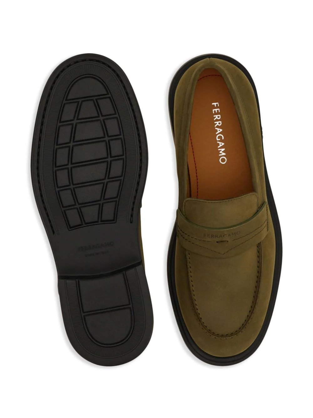 Pantofi loafers FERRAGAMO Penny khaki - imagine 5