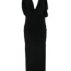 Rochie maxi The Attico Ruched negru