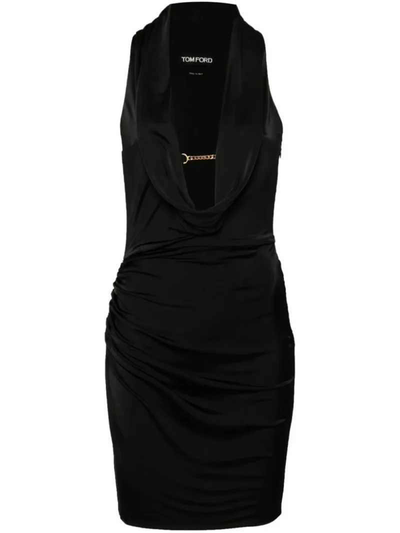 Rochie mini Tom Ford Cowl-Neck negru