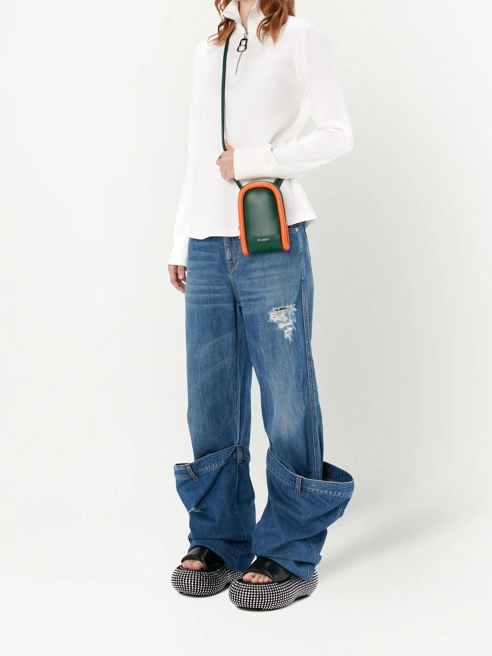 Pantaloni denim JW Anderson Distressed Bucket albastru - imagine 3