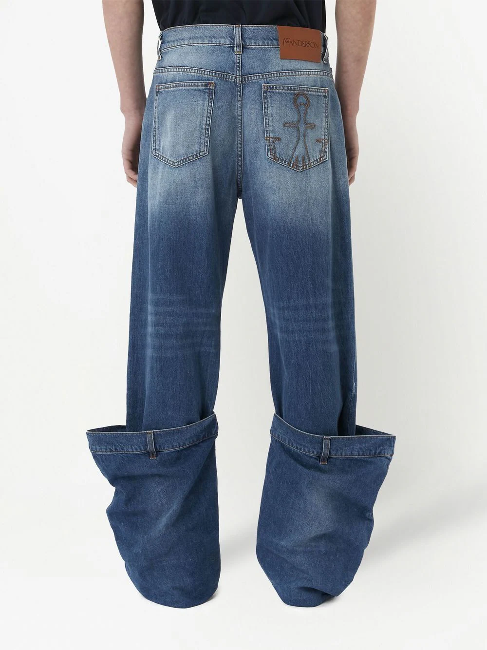 Pantaloni denim JW Anderson Distressed Bucket albastru - imagine 2