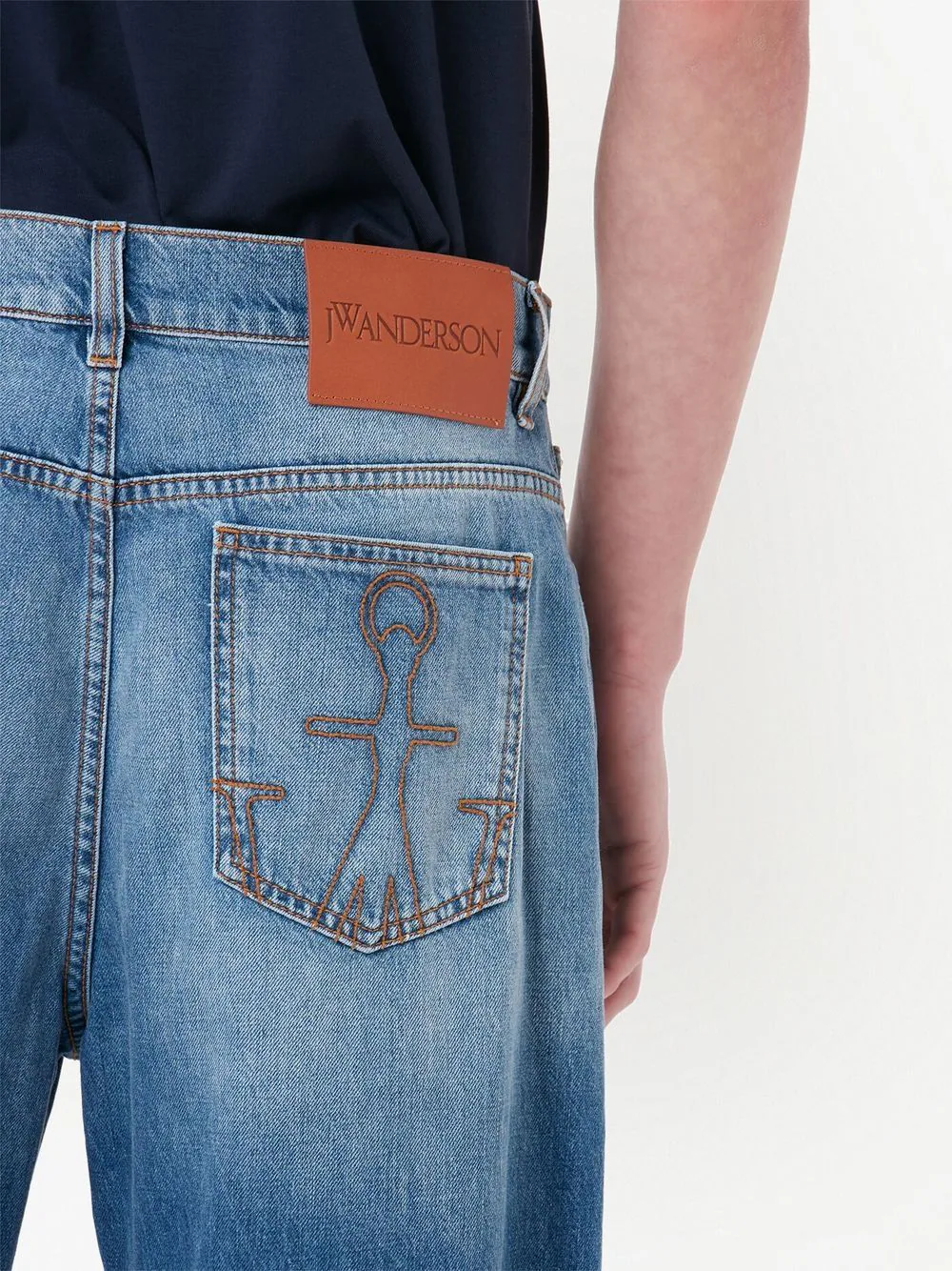 Pantaloni denim JW Anderson Distressed Bucket albastru - imagine 6