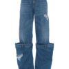 Pantaloni denim JW Anderson Distressed Bucket albastru