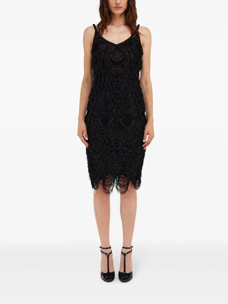 Rochie midi Ferragamo Fringed negru - imagine 3