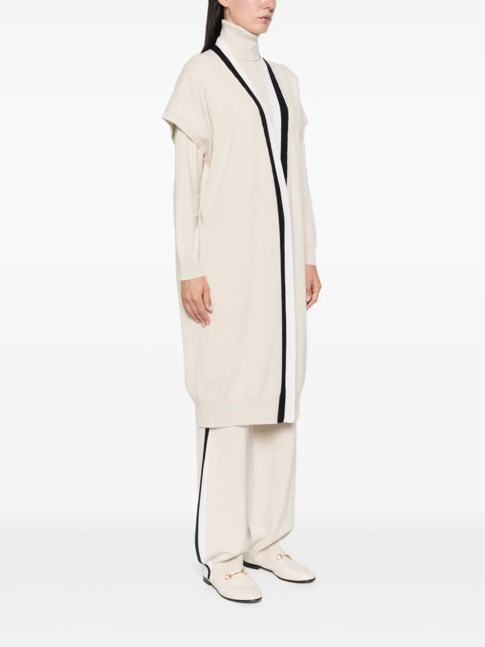 Cardigan Lorena Antoniazzi Knitted bej - imagine 3