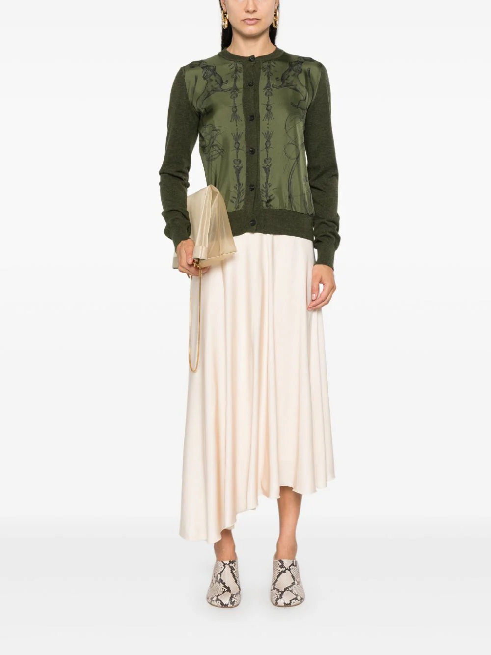 Fusta midi Peserico Asymmetric Satin bej - imagine 4