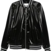 Jacheta Alexander McQueen Striped-Trim Bomber negru