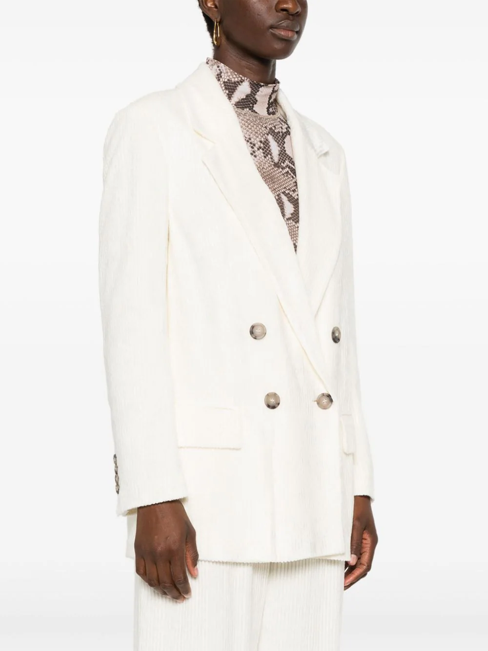 Jacheta Peserico Double-Breasted alb - imagine 3