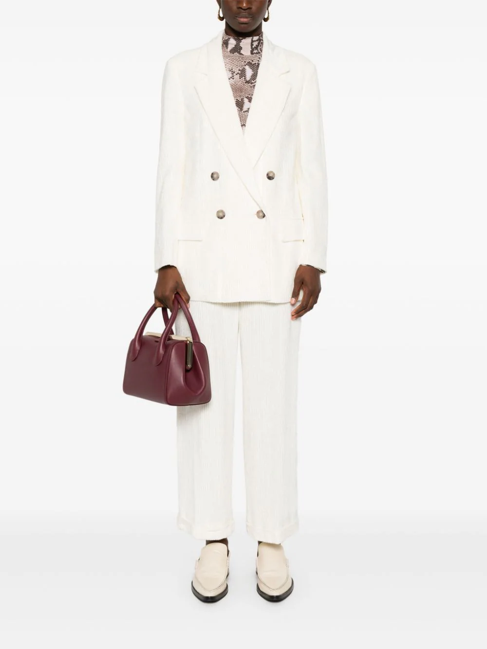 Jacheta Peserico Double-Breasted alb - imagine 4