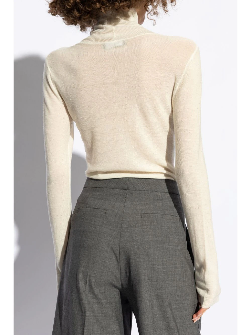 Pulover Fabiana Filippi Ribbed Knit Turtle Neck alb - imagine 2