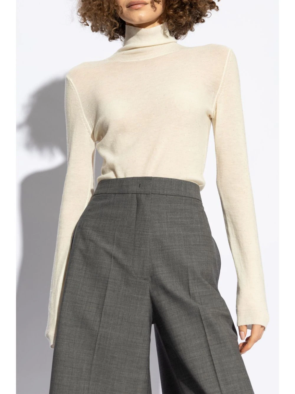 Pulover Fabiana Filippi Ribbed Knit Turtle Neck alb - imagine 3