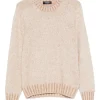 Pulover Gran Sasso Ribbed-Hem Crew-Neck bej
