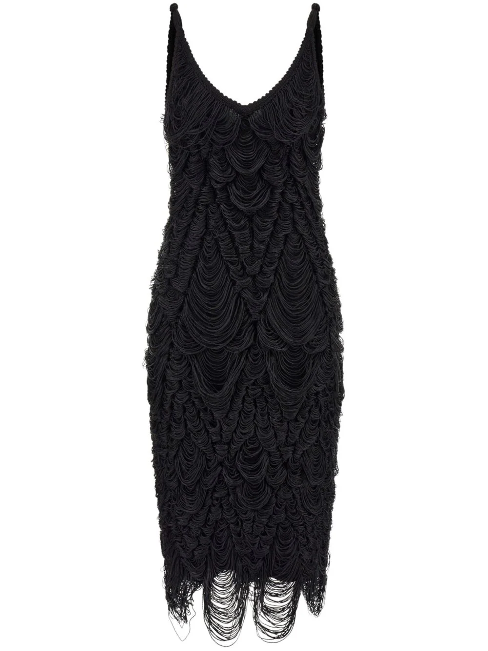 Rochie midi Ferragamo Fringed negru