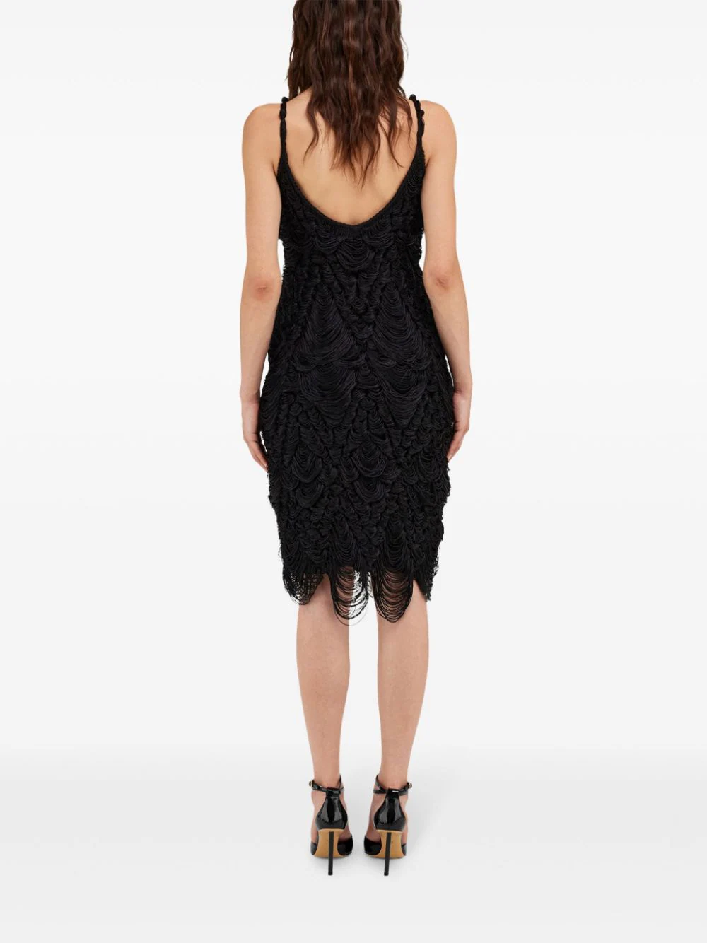 Rochie midi Ferragamo Fringed negru - imagine 2