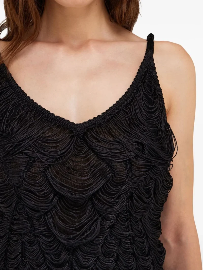 Rochie midi Ferragamo Fringed negru - imagine 4