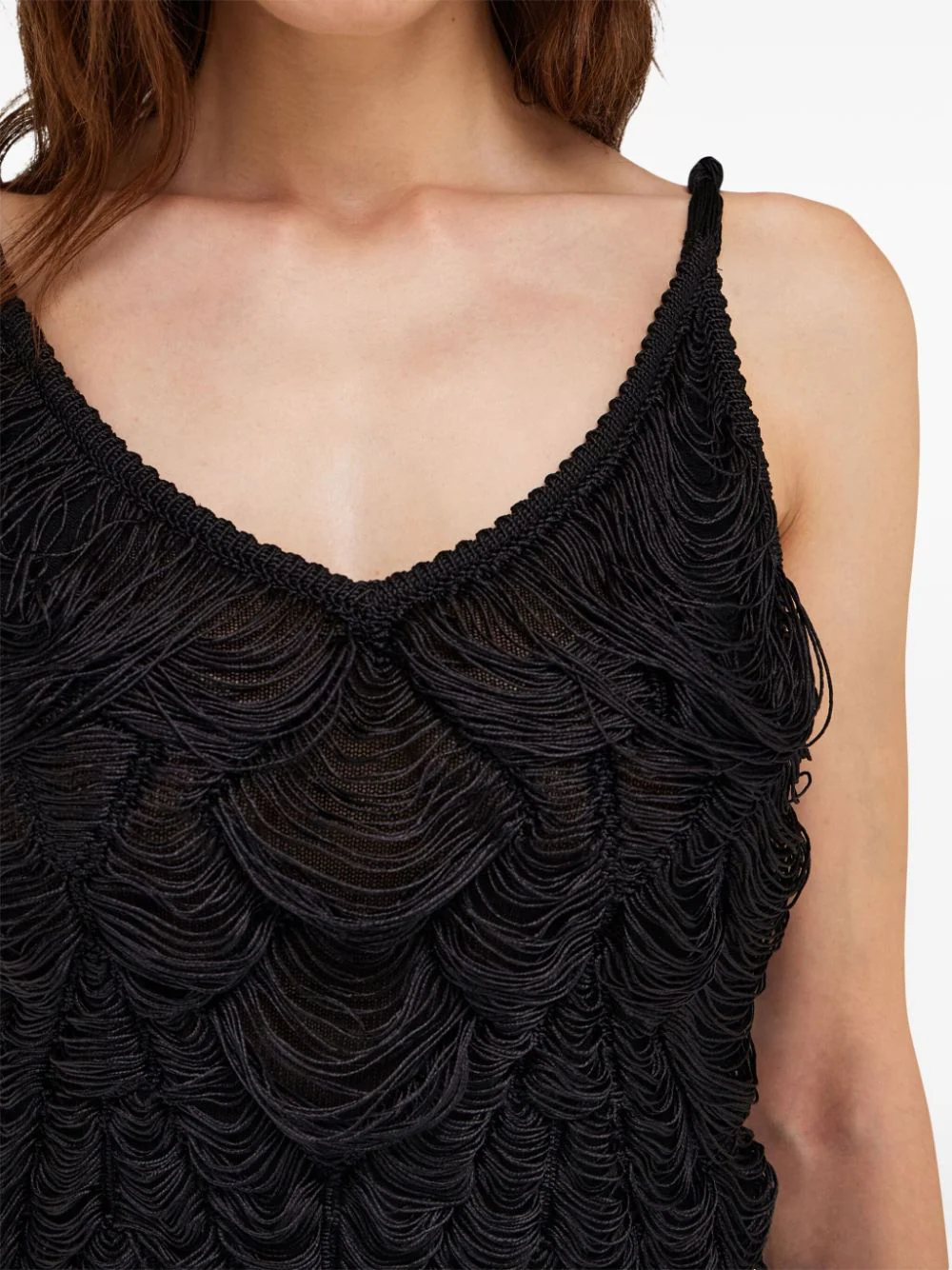 Rochie midi Ferragamo Fringed negru - imagine 4