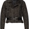 Jacheta biker R13 herringbone-pattern neagra