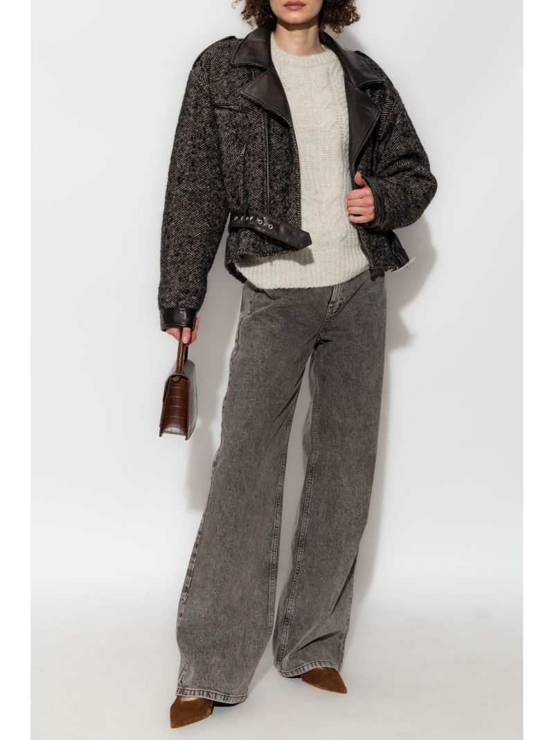 Alternative view of Jacheta biker R13 herringbone-pattern neagra