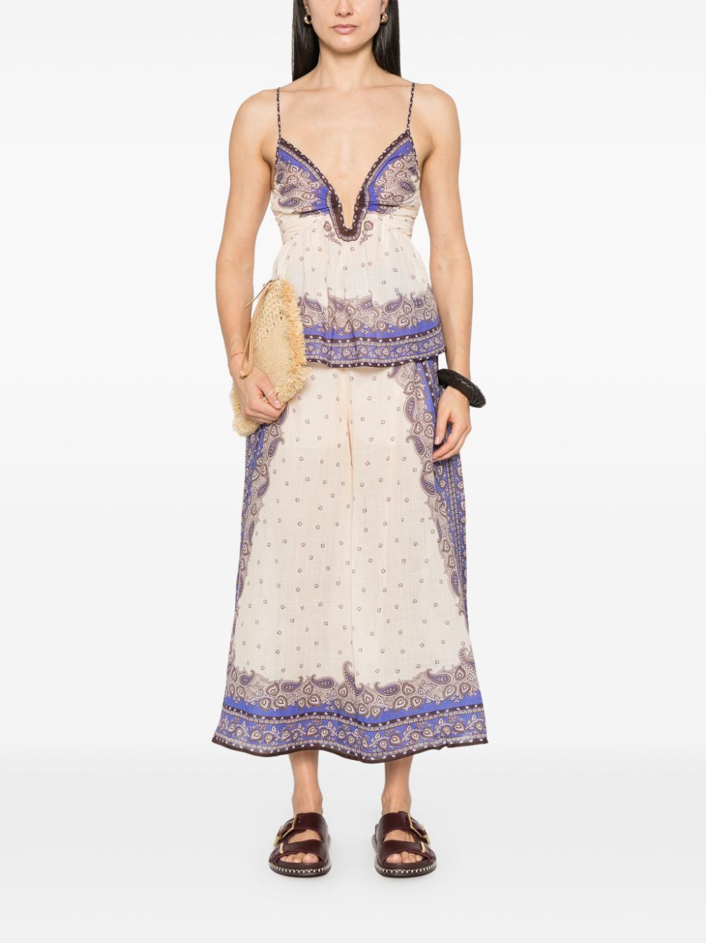 Pantaloni Zimmermann Maxine ecru - imagine 4