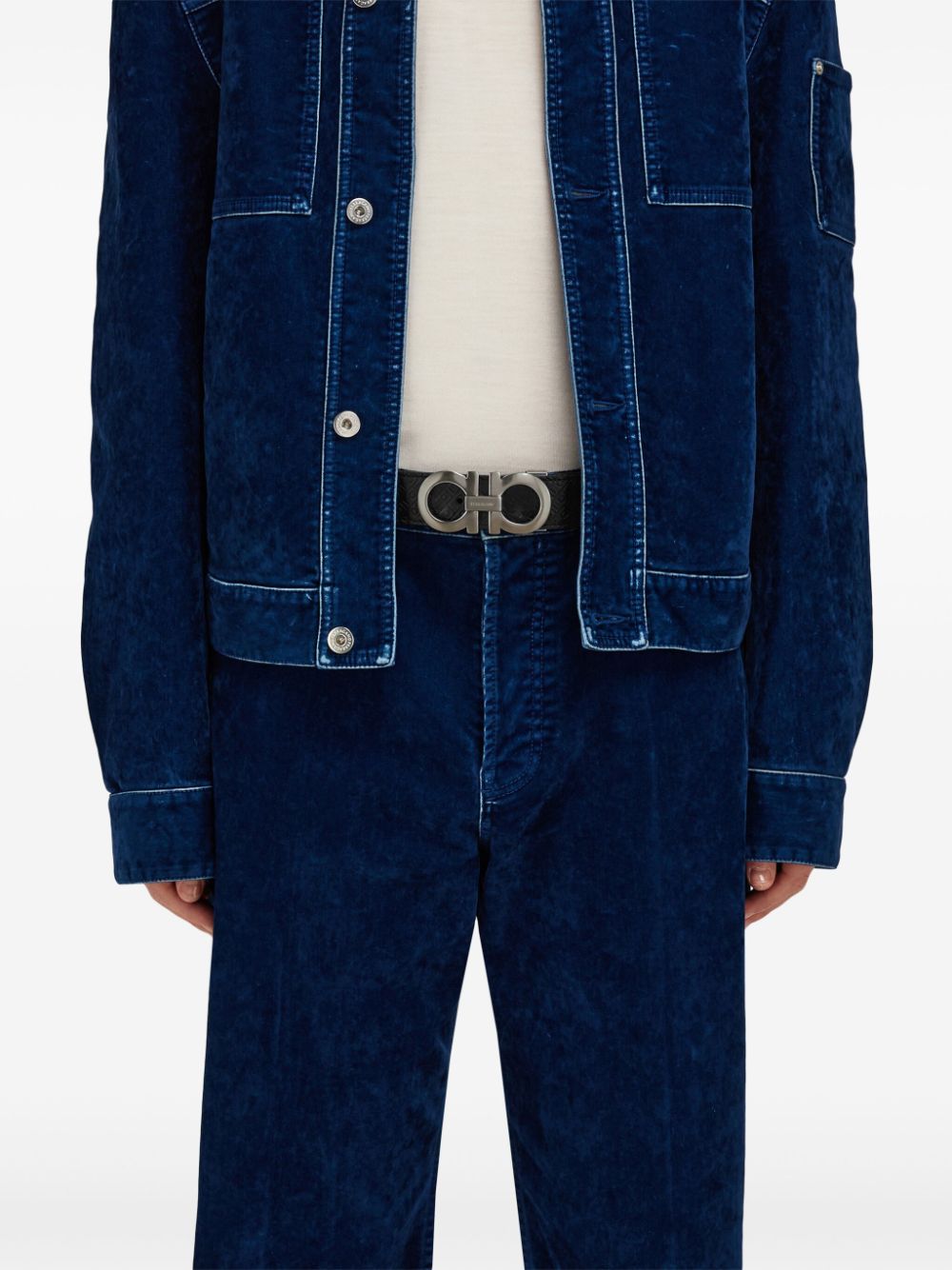 Curea Ferragamo Reversible Gancini negru - imagine 2