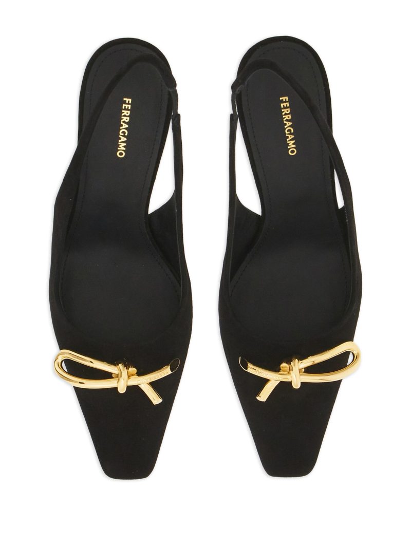 Pantofi Ferragamo 85mm bow-detail negri - imagine 3