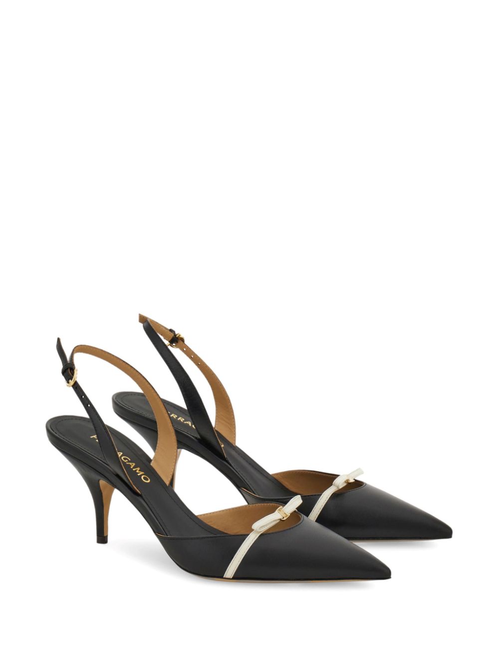 Pantofi pumps Ferragamo 70mm Leather Slingback negru - imagine 3