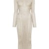 Rochie maxi Self-Portrait Lurex Knitted auriu
