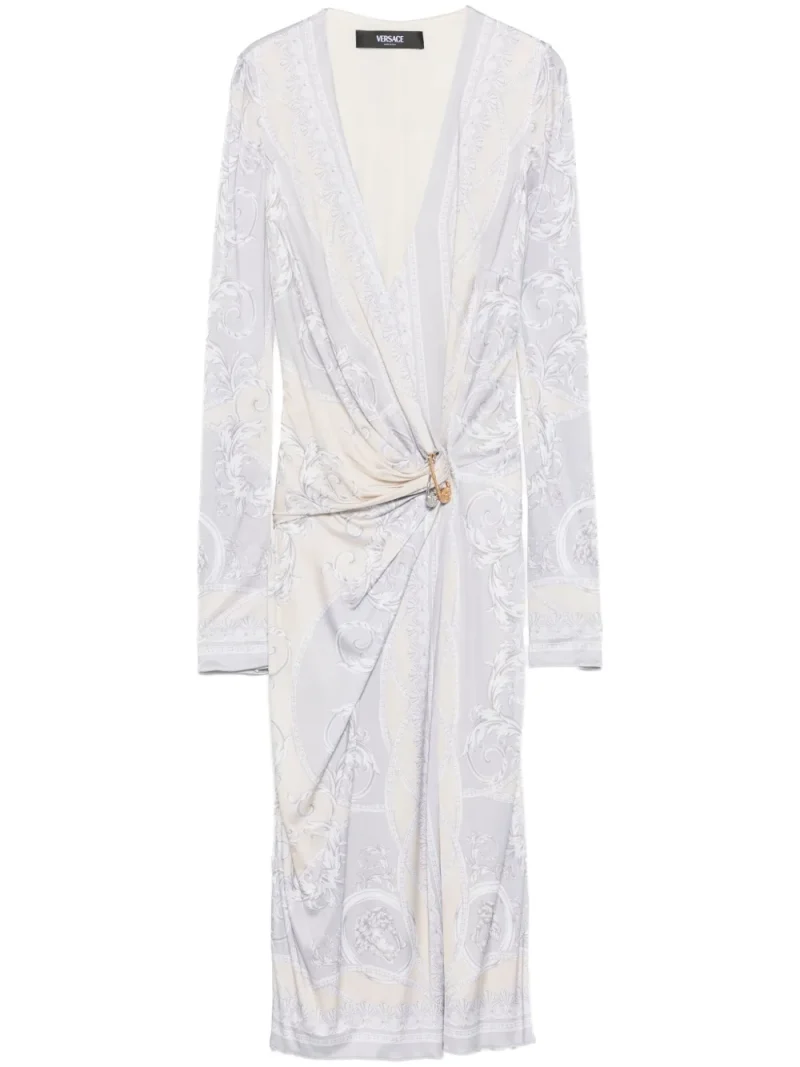Rochie midi Versace Coupe des Dieux-Print bej
