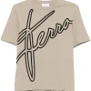 Tricou Ferragamo logo-print bej