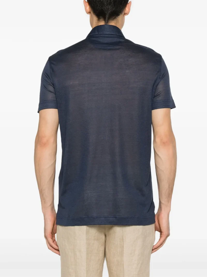 Alternative view of Tricou polo TOM FORD Slub-Texture bleumarin