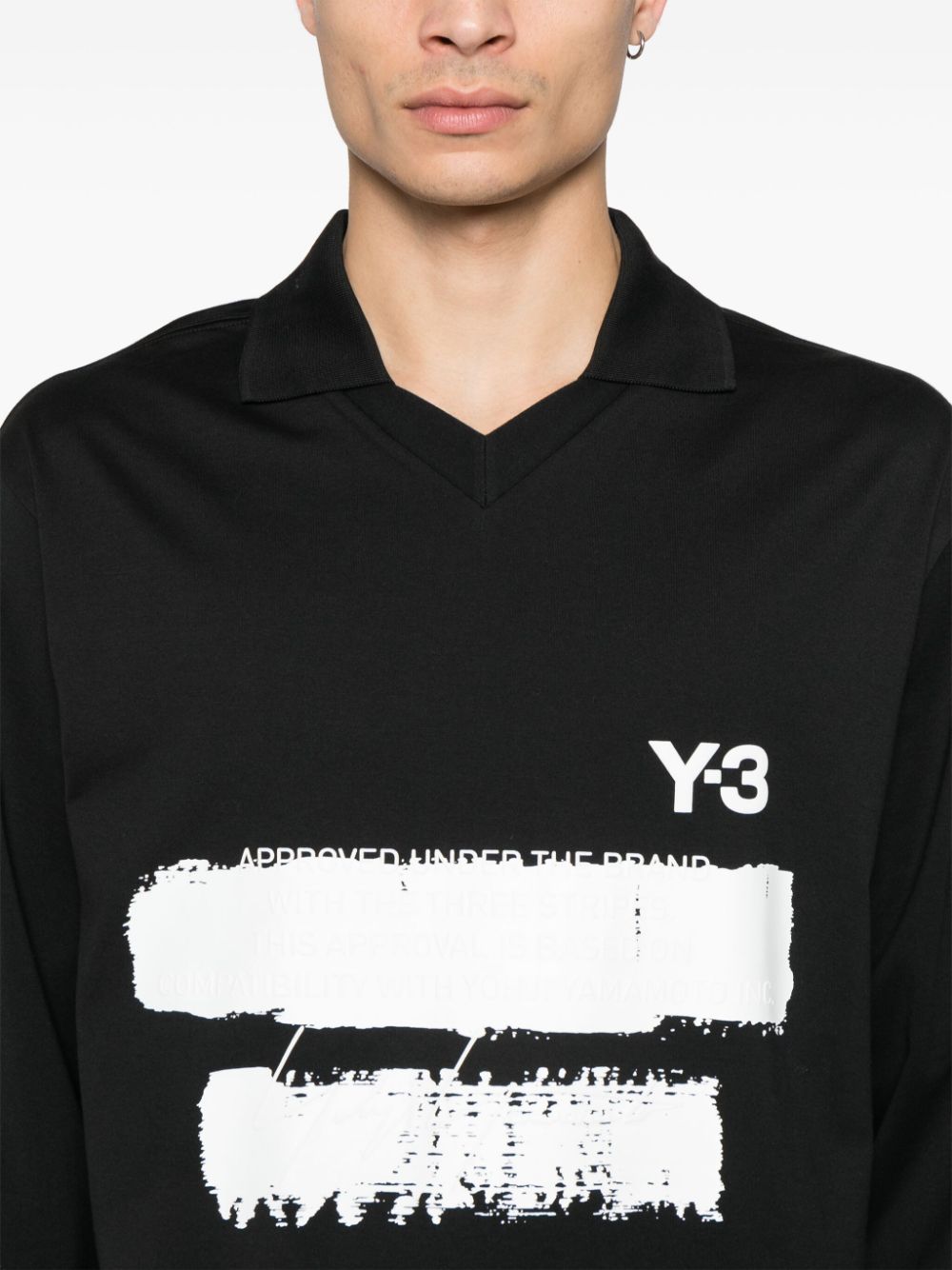 BLuza Y-3 Graphic-Logo Long-Sleeves Polo negru - imagine 5