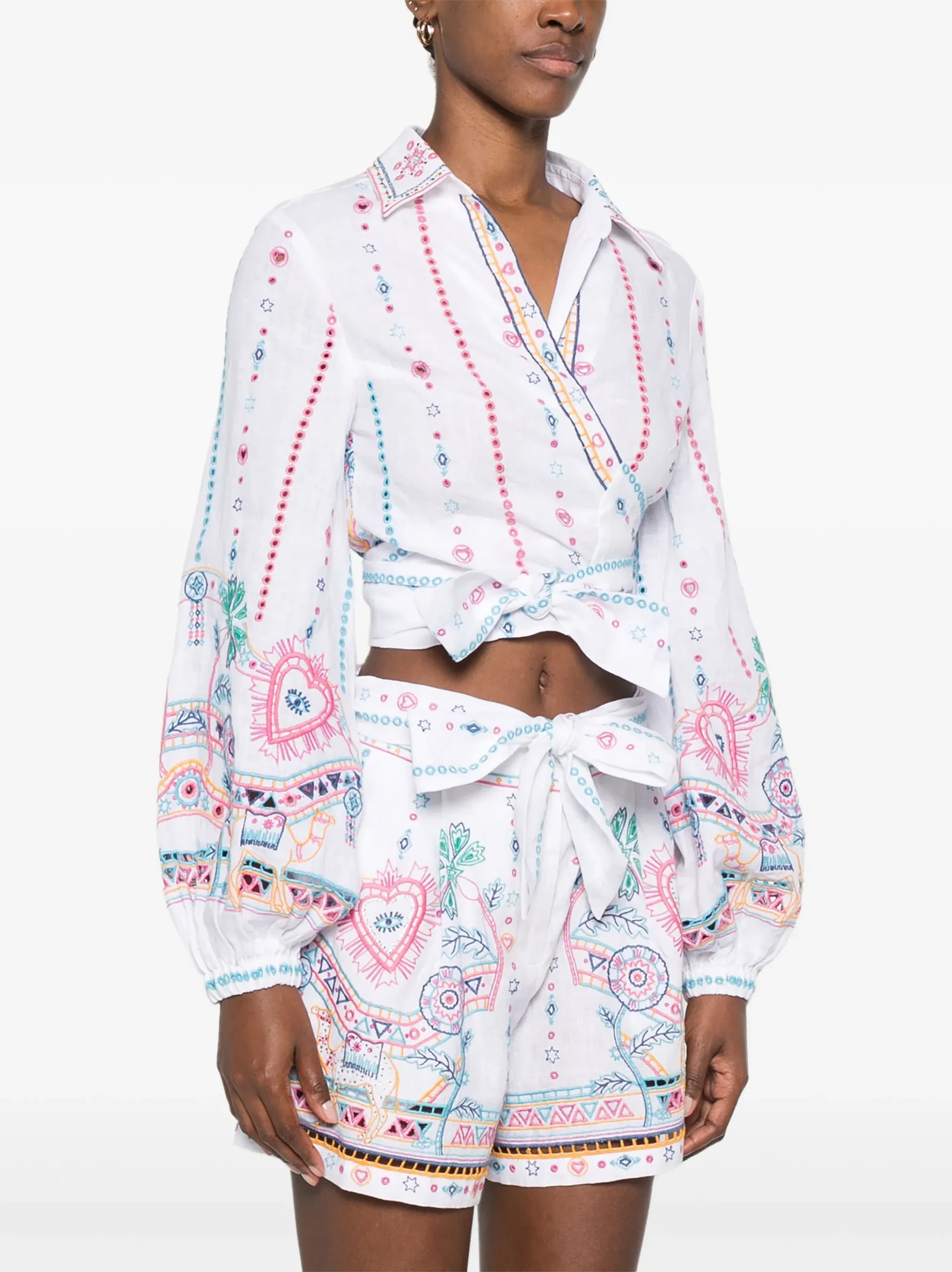 Camasa Camilla Cropped Wrap alba - imagine 4