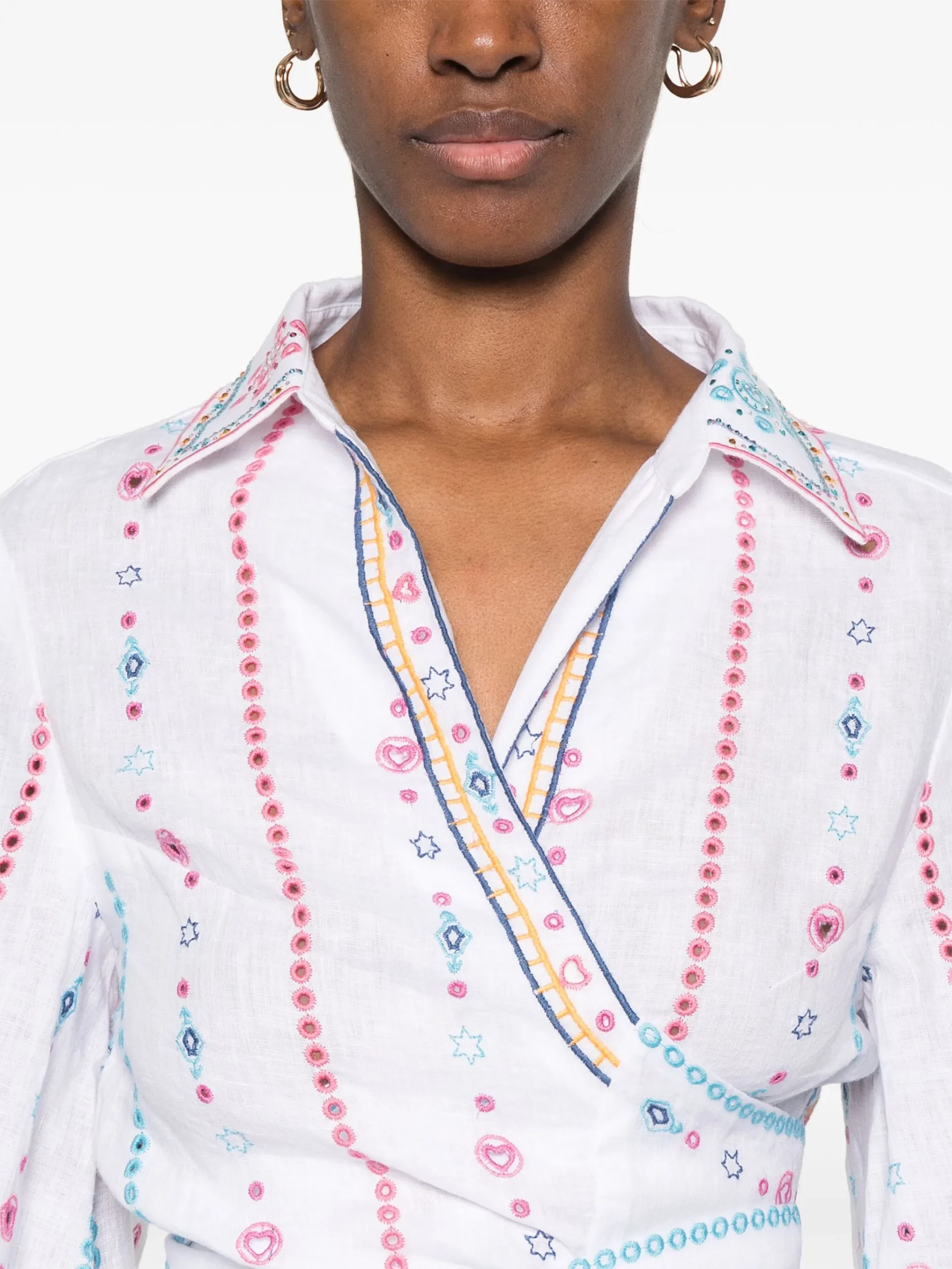 Camasa Camilla Cropped Wrap alba - imagine 5