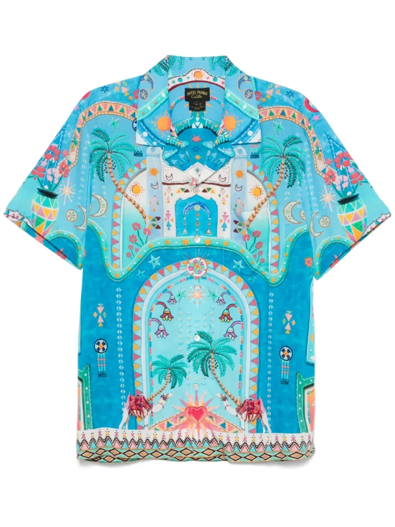 Camasa Camilla Short-Sleeves Camp-Collared albastru