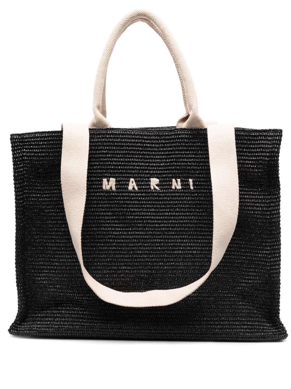 Geanta tote Marni Embroidered-Logo negru